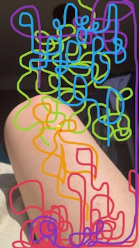 a drawing of a person's leg